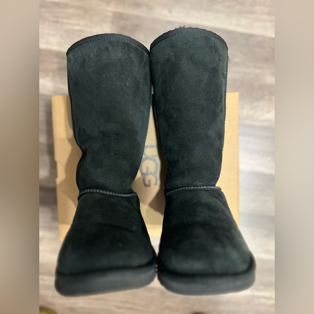 Ugg Black Tall Black Shearling Boots Bigs Kids Girl EUC - Picture 9 of 10